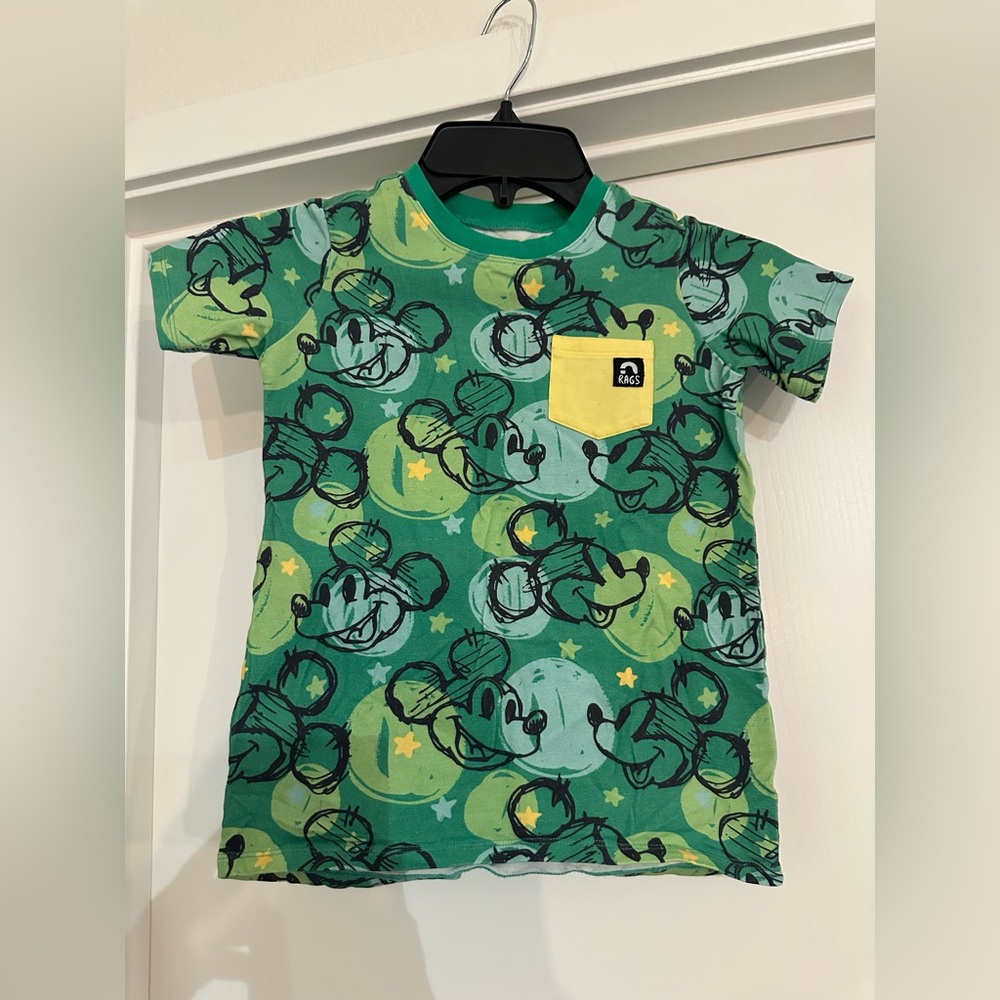 RAGS Green Mickey Mouse Kids Tee with Pocket